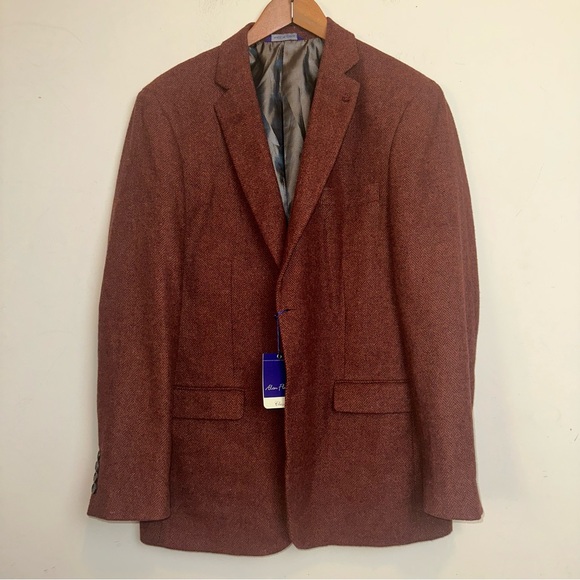 Alan Flusser Classic Men’s Medium Wool Blend Herringbone Blazer Orange Academia - Picture 1 of 11